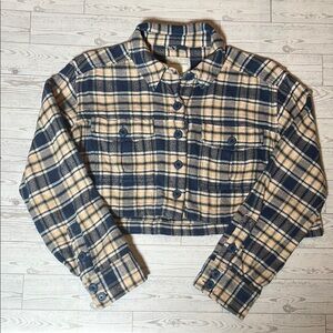 American Eagle Plaid Cropped Jacket Size S